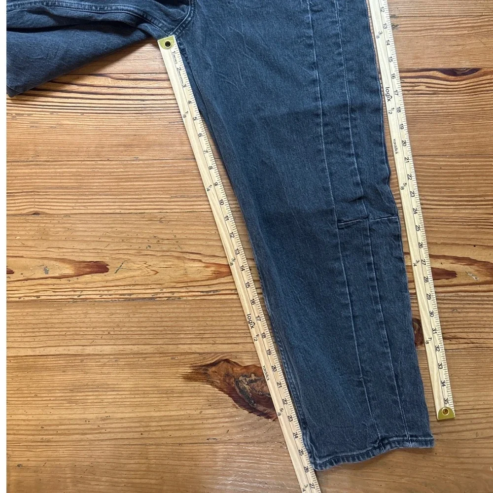 Old Navy Barrel Leg Jeans Women‎ Black Excellent High Rise Faded SIZE 4 - Picture 6 of 7